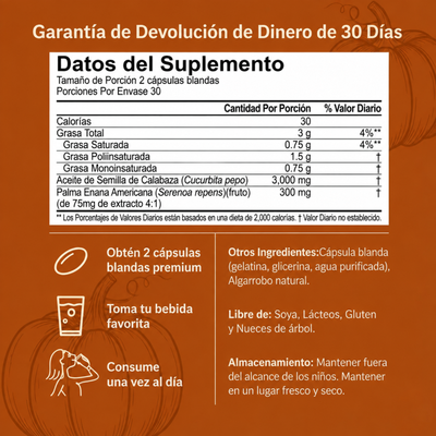 Cápsulas de Aceite de Semilla de Calabaza Velmira™
